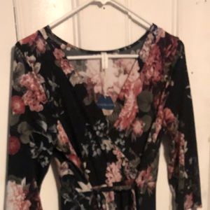 Black Floral Sash Tie Maxi Dress